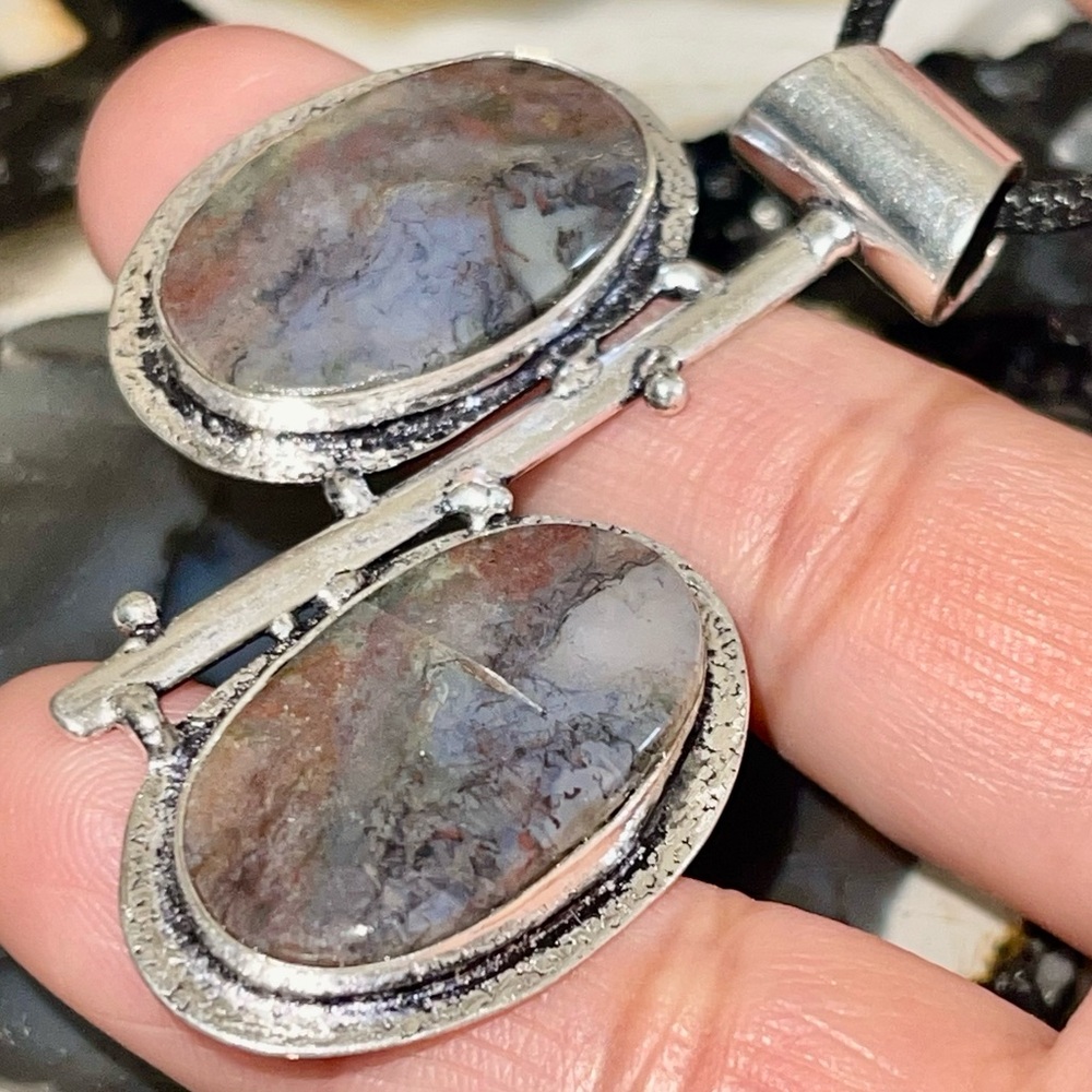 Red Moss Agate Crystal Pendant 2 1/4”
